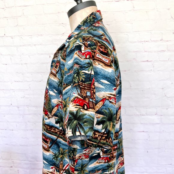 Retro Hawaiian Shirt with Woody Cars & Surfboards - Size XL - Pride of Hawaii - Picture 5 of 8
